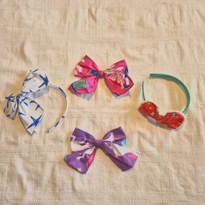 Girls headbands and 2 bow clips EUC